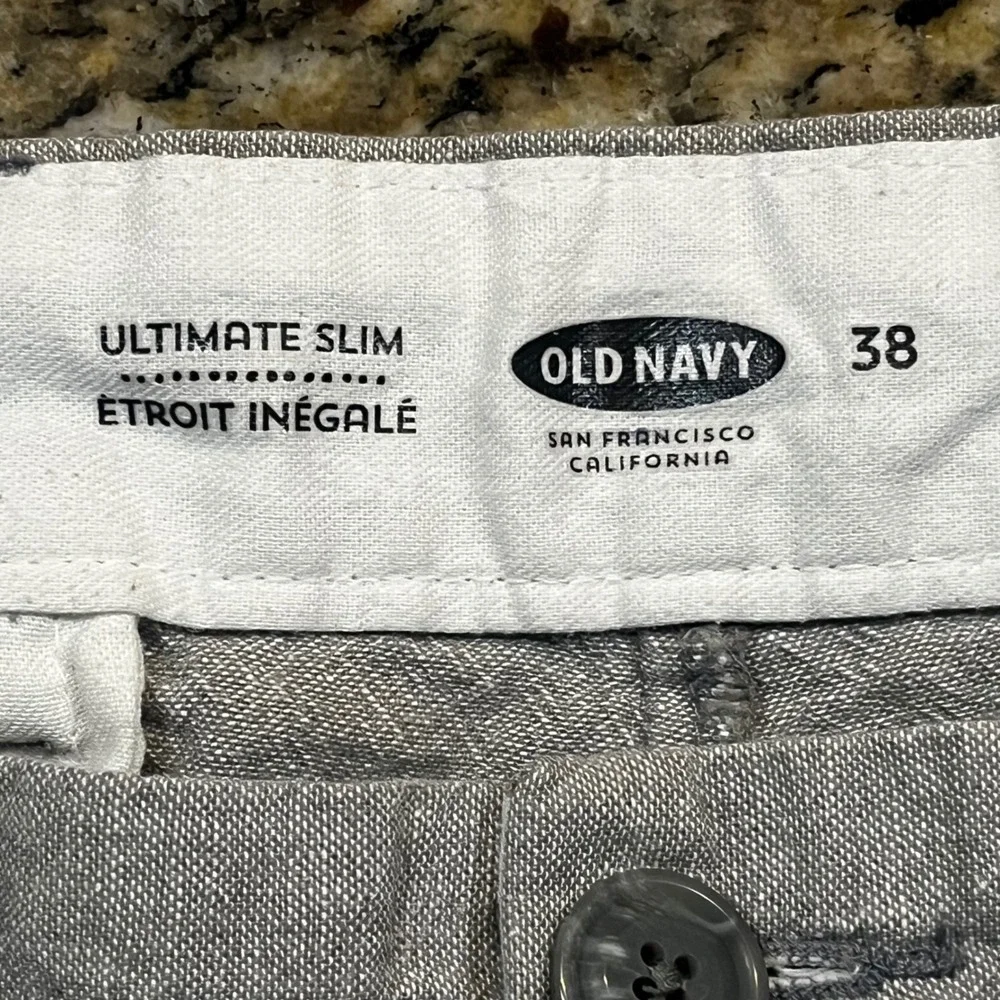 Old Navy Ultimate Slim Mens Gray Linen Cotton Blend Flat Front Shorts Size‎ 38